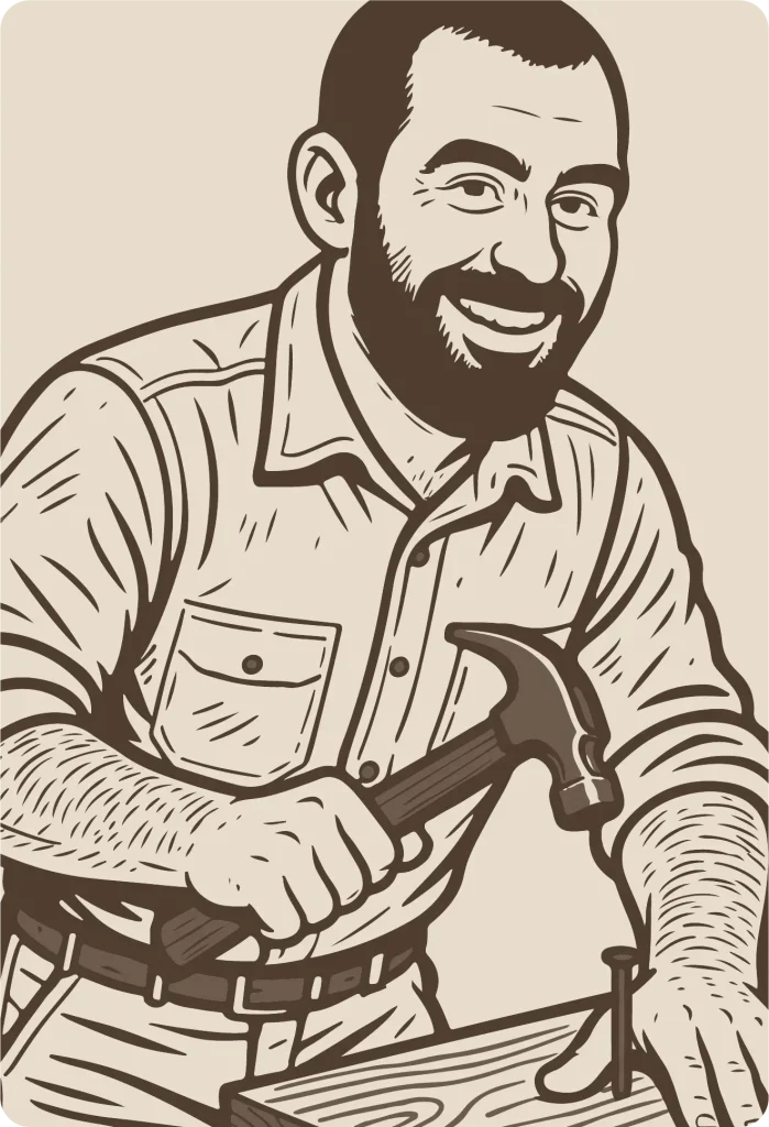 Illustration d’un artisan menuisier en action, représentant le savoir-faire manuel d’un professionnel du bois à Sens dans l’Yonne